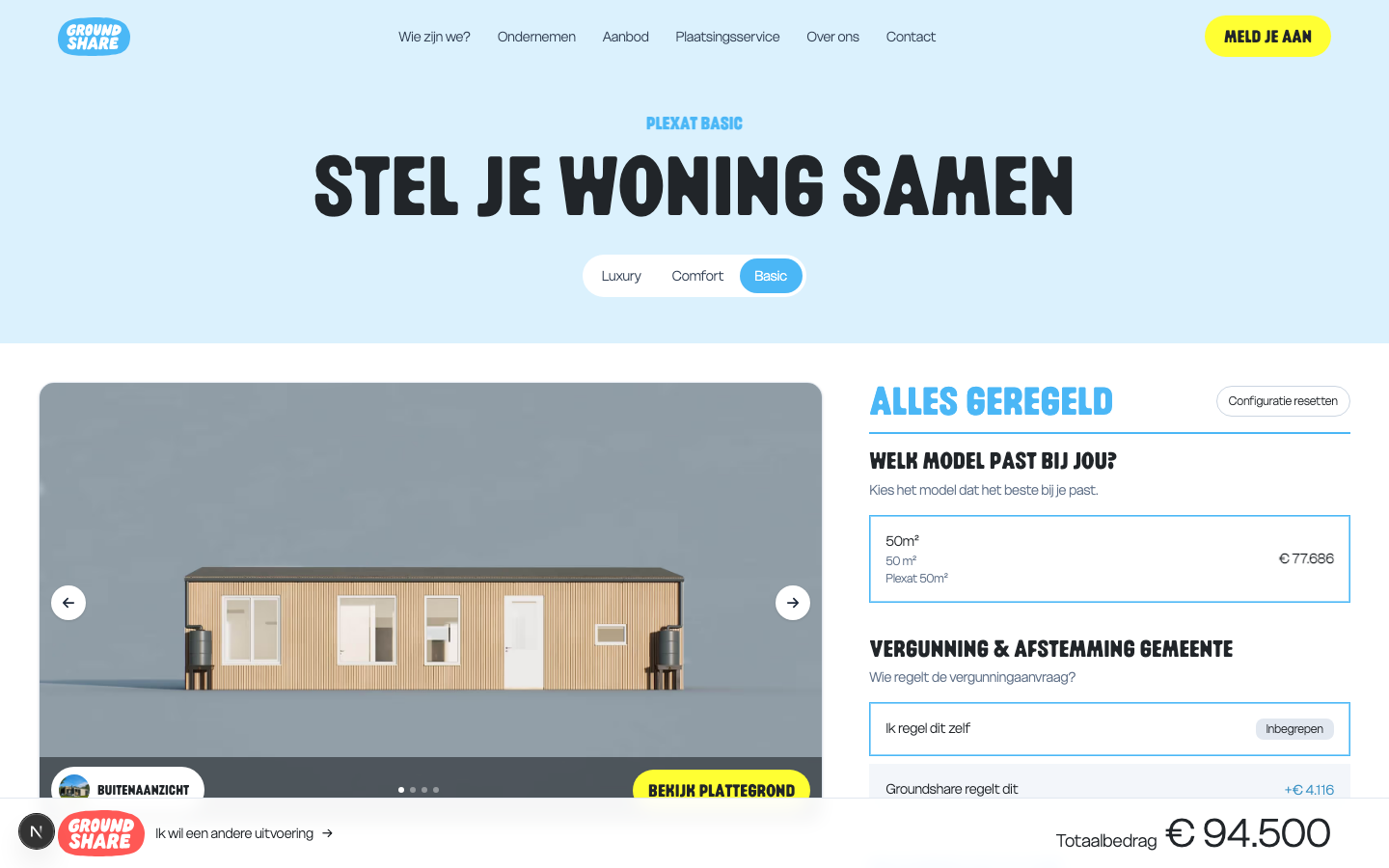 Configurator stap met kaarten weergave