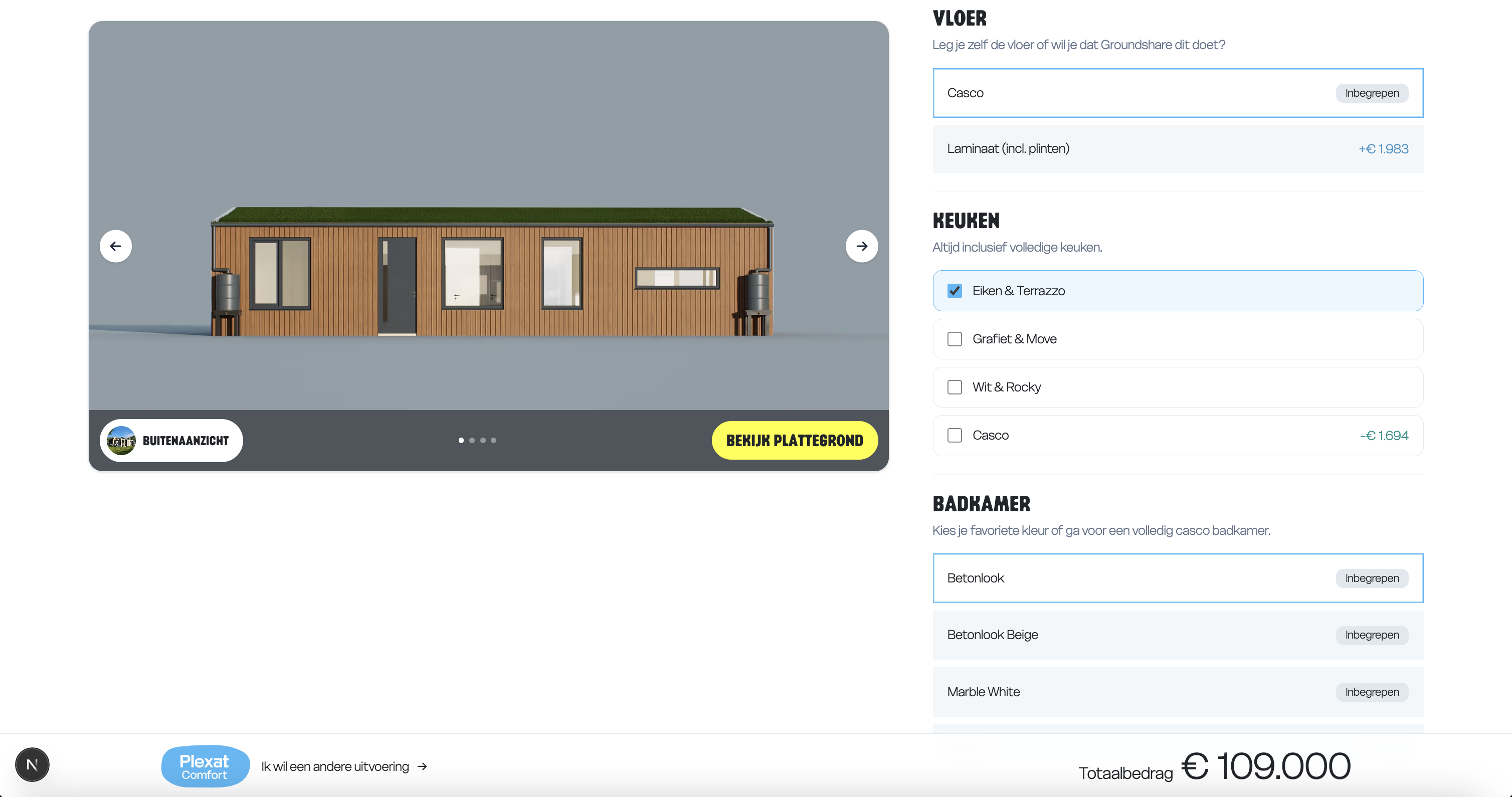 Configurator stap met checkboxen