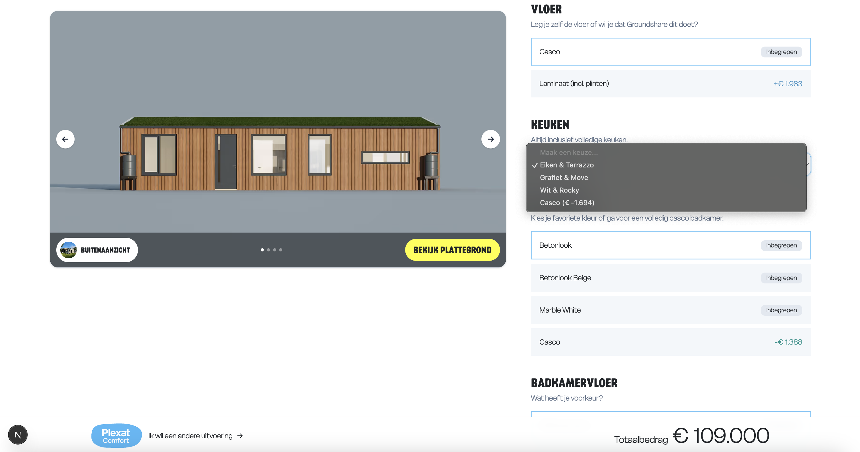 Configurator stap met dropdown