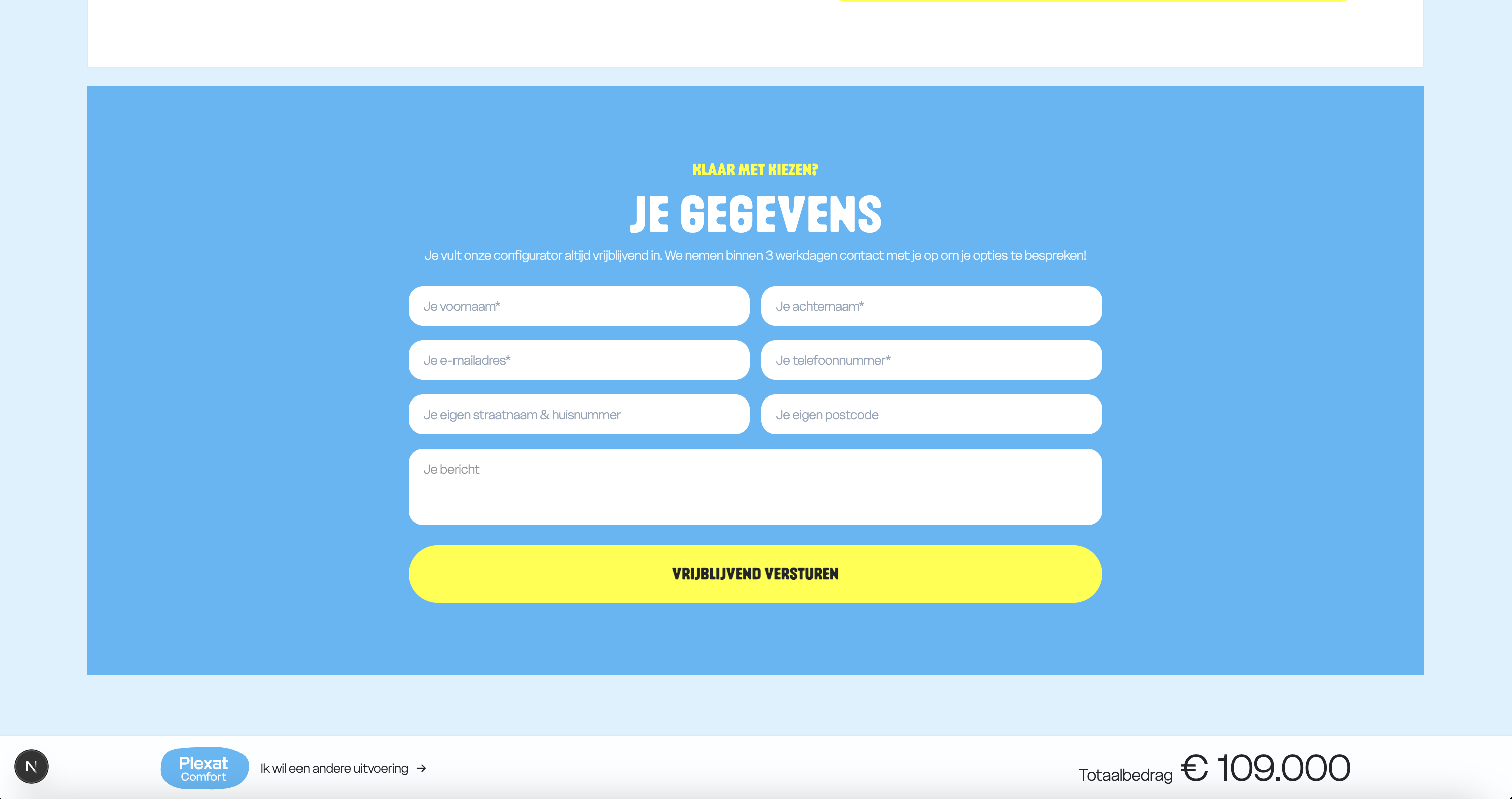 Configurator contactformulier