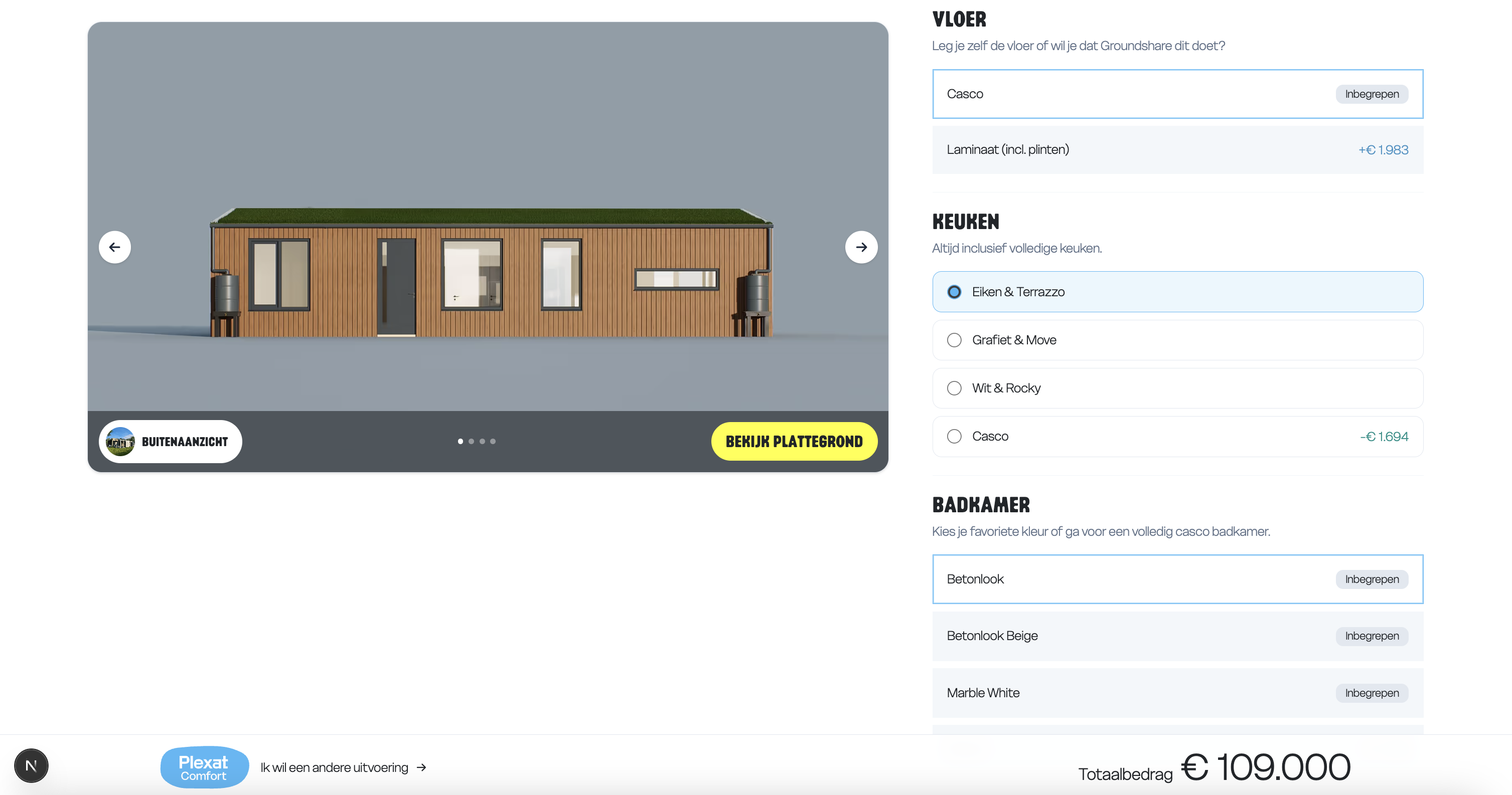 Configurator stap met radio buttons