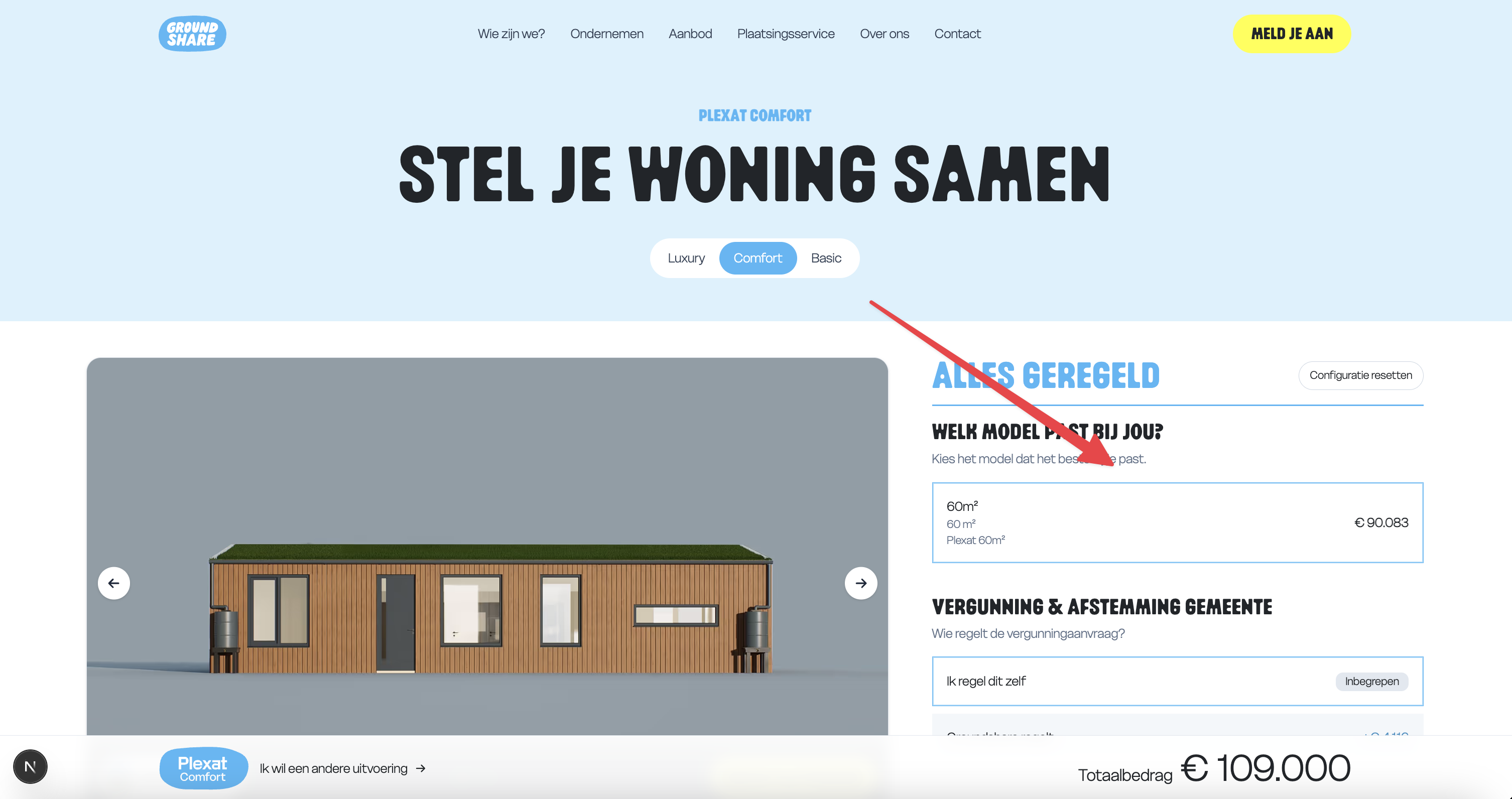 Configurator variant-selectie